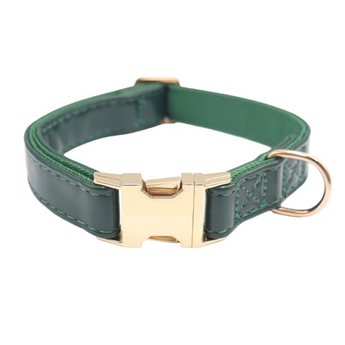 THAIN Hundehalsband aus weichem PU-Leder, klassisch, verstellbar mit Schnellverschluss, goldene Metallschnalle, leicht zu reinigen und bequem, mit Polyester-Futter, passend für mittelgroße und große THAIN Hundehalsband aus weichem PU-Leder, klassisch, verstellbar mit Schnellverschluss, goldene Metallschnalle, leicht zu reinigen und bequem, mit Polyester-Futter, passend für mittelgroße und große von THAIN