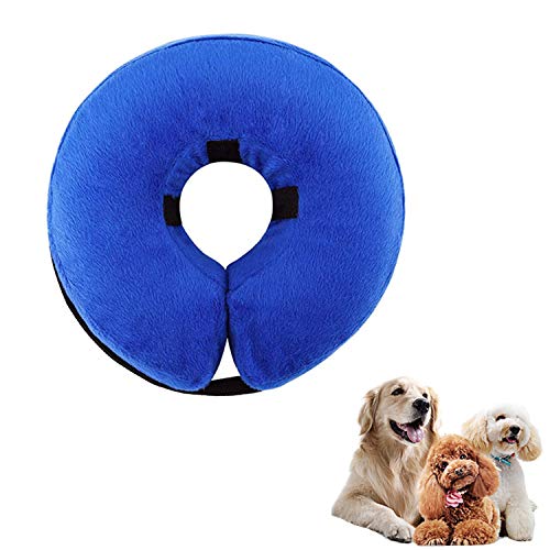 THAIN Weiches Hunde-Schutzhalsband nach Operationen, aufblasbares Halsband (Blau M/L) von THAIN