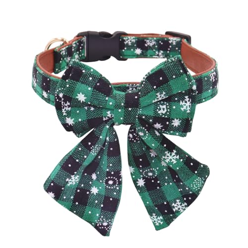 THAIN Weihnachts-Hundehalsband mit Stilschleife, Schnellverschluss-Kunststoffschnalle, verstellbar, Baumwolle, rote Fliege, Hundehalsbänder für kleine, mittelgroße und große Hunde, Haustiere (Größe L, THAIN Weihnachts-Hundehalsband mit Stilschleife, Schnellverschluss-Kunststoffschnalle, verstellbar, Baumwolle, rote Fliege, Hundehalsbänder für kleine, mittelgroße und große Hunde, Haustiere (Größe L, von THAIN