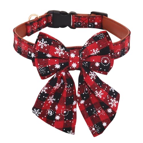 THAIN Weihnachts-Hundehalsband mit Stilschleife, Schnellverschluss-Kunststoffschnalle, verstellbar, Baumwolle, rote Fliege, Hundehalsbänder für kleine, mittelgroße und große Hunde, Haustiere (Größe L, THAIN Weihnachts-Hundehalsband mit Stilschleife, Schnellverschluss-Kunststoffschnalle, verstellbar, Baumwolle, rote Fliege, Hundehalsbänder für kleine, mittelgroße und große Hunde, Haustiere (Größe L, von THAIN