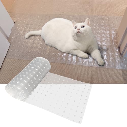 Teppichschutz für Haustiere, Katzenkratzer, Teppichschutz, leicht zu schneiden, Kunststoffmatte für Teppich, Anti-Kratzmatte unter der Tür, Teppich-Kratz-Stopper, 1 m (transparent, 1 Stück) von THAMIAO