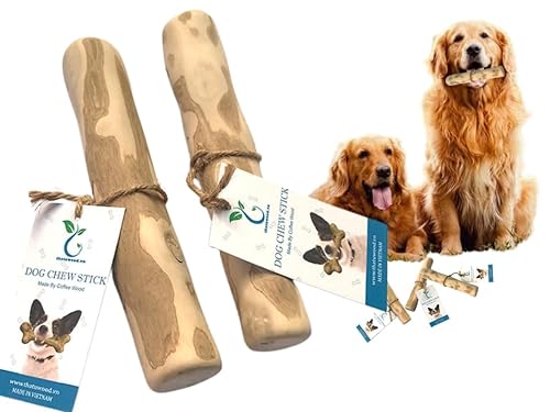 THATUWOOD Hunde-Kaustab aus Kaffeeholz – Kaffeeholzstab für Ihre Haustiere – ungiftig – sicher – Welpen-Kauspielzeug zum Zahnen – hergestellt in Vietnam – 1 Pack/2 Stück (extra groß) von THATUWOOD