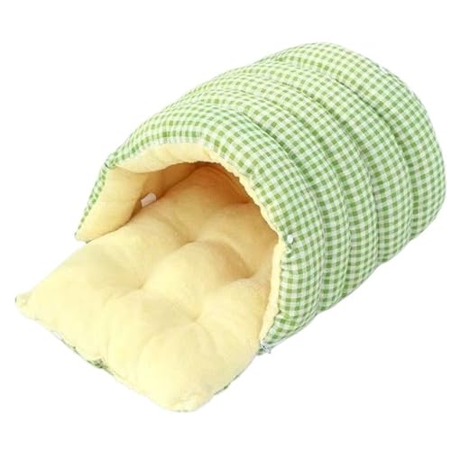THBGTCNQ Winter-Plüsch-Katzenbett, unsichtbares Hundebett, Katzenbett, Katzenmatte, Haus, warmer Katzenschlafsack, Hundebett, geeignet für Katzen, kleine, mittelgroße Hunde (Grün, S) von THBGTCNQ