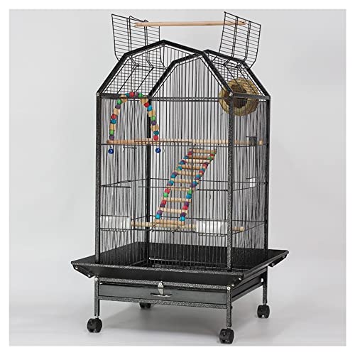 THCSY Vogelkäfig Großer Luxus Papageienkäfig, Tragbarer Zuhause Vogelvoliere, mit Rollständer, Stehstange, Futterautomat, Spielzeugzubehör, für Sittiche und Graupapageien, 45,5x45,5x97 cm THCSY Vogelkäfig Großer Luxus Papageienkäfig, Tragbarer Zuhause Vogelvoliere, mit Rollständer, Stehstange, Futterautomat, Spielzeugzubehör, für Sittiche und Graupapageien, 45,5x45,5x97 cm von THCSY