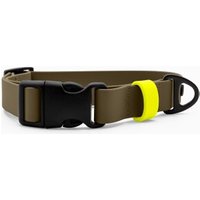 THE DOG IDEA Biothane Halsband Khaki Klickverschluss neon gelb M von THE DOG IDEA