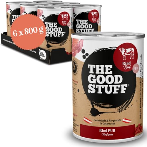 The GOODSTUFF Rind Pur 6 x 800 g | Hochwertiges Nassfutter für Hunde | Hundefutter nass | Mit frischem Rindfleisch | Hunde Nassfutter getreidefrei | Super-Premium Hundefutter mit hohem Fleischanteil von THE GOODSTUFF Petfood
