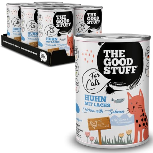The GOODSTUFF for Cats Huhn mit Lachs 400 g | Hochwertiges Katzenfutter mit hohem Fleischanteil | Nassfutter für Katzen mit frischem Hühnerfleisch & Lachs | Katzenfutter nass ohne Getreide | Cat Food von THE GOODSTUFF Petfood