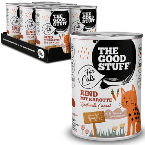 The GOODSTUFF for Cats Rind mit Karotte 400 g | Hochwertiges Katzenfutter mit hohem Fleischanteil | Nassfutter für Katzen mit frischem Rindfleisch | Katzenfutter nass ohne Getreide | Cat Food von THE GOODSTUFF Petfood