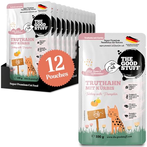 The GOODSTUFF for Cats Truthahn mit Kürbis - Pouch 100 g | Hochwertiges Katzenfutter mit hohem Fleischanteil | Nassfutter für Katzen mit frischem Truthahnfleisch | Katzenfutter nass ohne Getreide von THE GOODSTUFF Petfood