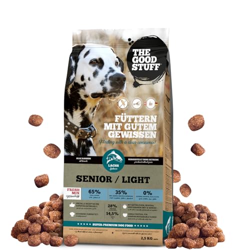 The GOODSTUFF Lachs (Senior/Adult Light) 2,5 kg | Getreidefreies Hundetrockenfutter mit frischem Lachs | Für Hunde mit wenig Aktivität | Hundefutter trocken | Super-Premium Trockenfutter für Hunde von THE GOODSTUFF Petfood