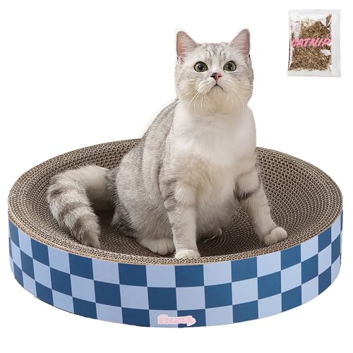 THE LICKER STORE Nelson CSR1010B Moderner Kratzbaum aus Karton, rund, mit Katzenminze, 51,1 cm, Blaubeere von THE LICKER STORE