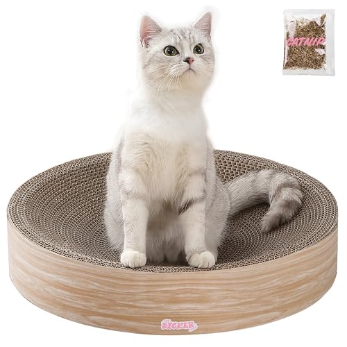 THE LICKER STORE Nelson CSR1010J Kratzbaum aus Karton, rund, mit Katzenminze, 51,1 cm, Eichenholz von THE LICKER STORE
