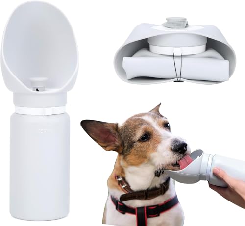 Tragbarer Hundetrinker aus Silikon | 550 ml leicht zu löschende Haustier-Wasserflasche | BPA-freie Hundewasserflasche, perfekt für alle Rassen | Geschenke für Hundebesitzer von THE LINKING POINT