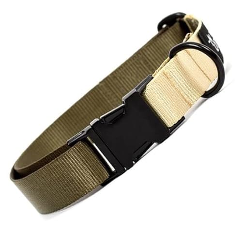 Neu, recyceltes Polyester, Hundehalsband, Halsband aus recyceltem Polyester, Hundehalsband mit Metallzubehör, handgefertigt. (M (30-46 cm), Grün-Gold) von THE NOTCH