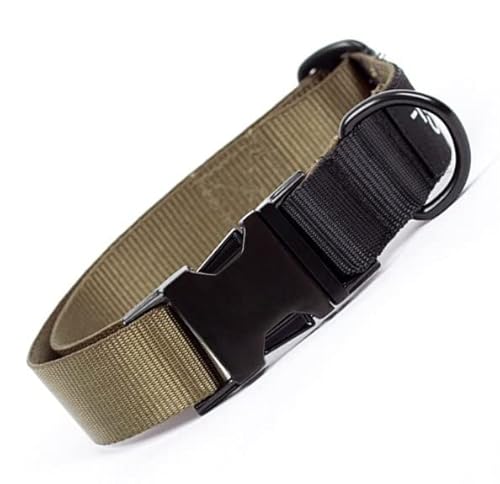 Neu, recyceltes Polyester, Hundehalsband, recyceltes Polyester-Halsband für Hunde, Hundehalsband mit Metallzubehör, handgefertigt, L (34-56 cm), Grün-Schwarz) von THE NOTCH