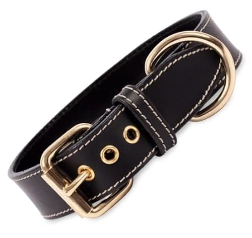 THE NOTCH Hundehalsband aus Leder für Hunde, Leder, Hundehalsband, Metall-Zubehör, handgefertigt, XS (21,5-25 cm), Schwarz) von THE NOTCH