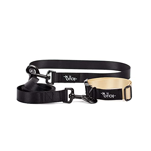 THE NOTCH Hundeleine und Halsband-Set, Hundeleine, modulare Hundeleine, Hundehalsband, recyceltes Polyester, Metallzubehör, handgefertigt. (Halsband L (34-56 cm), Roulette) von THE NOTCH