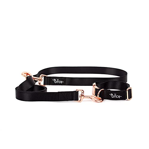 THE NOTCH Hundeleine und Halsband-Set, Hundeleine, modulare Hundeleine, Hundehalsband, recyceltes Polyester, Metallzubehör, handgefertigt. (Halsband L (34-56 cm), Schwarz) von THE NOTCH