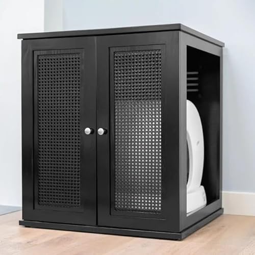THE REFINED FELINE Raffinierte selbstreinigende Katzentoilette Schrank, Katzentoilette aus Holz für automatische Katzentoiletten, dunkler Espresso, Rohrgeflecht THE REFINED FELINE Raffinierte selbstreinigende Katzentoilette Schrank, Katzentoilette aus Holz für automatische Katzentoiletten, dunkler Espresso, Rohrgeflecht von THE REFINED FELINE
