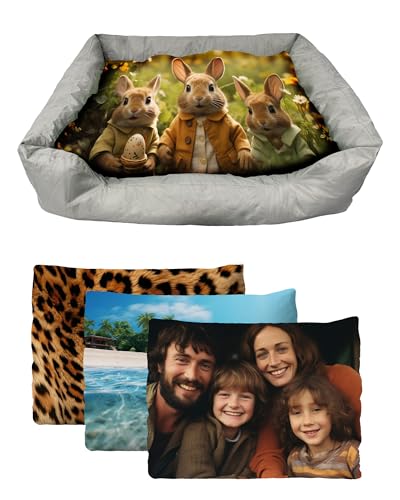 THEDOGTAGCO Personalisiertes kleines Hundebett mit Kissen – individuelle Memory-Schaum-Hunde-Couch-Bett Schlafmatte mit wasserdichtem, waschbarem Bezug für Komfort und Weichheit für Ihren Welpen von THEDOGTAGCO