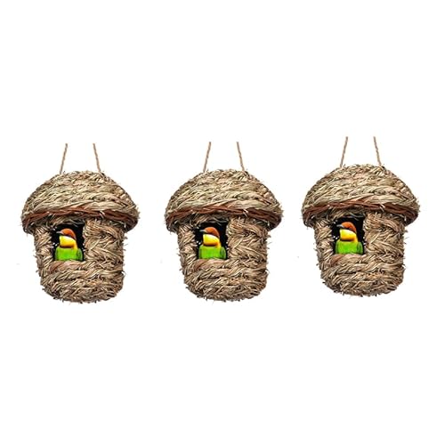 Natürliches Geflochtenes Vogelnest-Set - Outdoor Garten Dekoration, Set von 3 (Schwarzes) von THGILNUS
