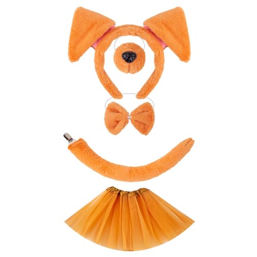 Animal Dog Kostüme Set Accessoires Schönes Hund Ohren Stirnband Mit Schwanztutu Röcken Für Halloween Kostüm Cosplay Party von THINCAN