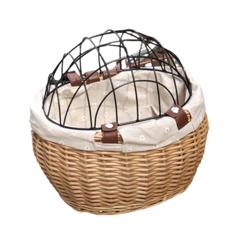 Fahrräder Rattan Storage Basket Gewebtes Erwachsener Fahrrad Mit Deckelfahrrad Haustier Fahrräder Haustierkorb von THINCAN