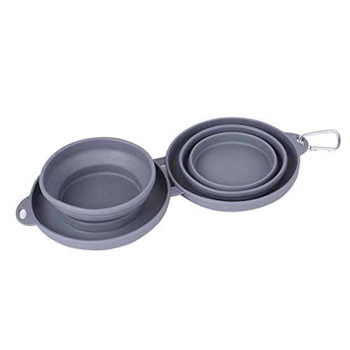 Faltbare Haustierschüssel Fahrt Faltbare Silikon Pet Bowl Tragbares Reisethundschüssel Zusammenklappbar Silikonschale Haustier Doppelschale von THINCAN