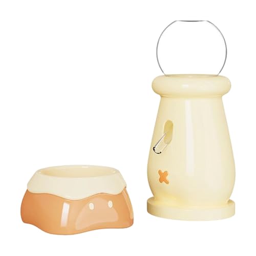 Kleintier Fütterungsschüssel Set Keramikschale Und Vakuumwasserspender Für Hamster Rennmak Cage Fütterungszubehör Tierfuttermittel von THINCAN