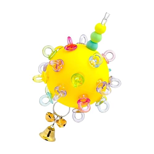 THINCAN Vogelanreicherung Spielzeug Kaut Gummi Bells Ball Hängende Spielzeug Für Avians Erkundung Innenkäfig Übung Unterhaltung Vogel Unterhaltung von THINCAN