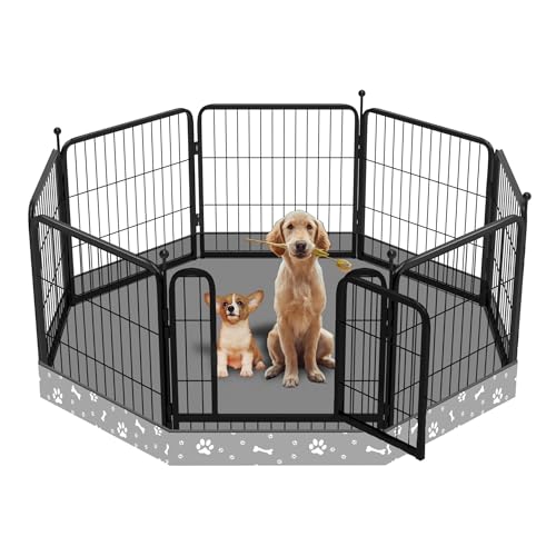 Hunde-Laufstall, Bodenpolster, passend für 61 cm (24 Zoll) 8 Paneele, Metall-Laufstall, Hundekäfigunterlage, Welpen-Laufgitter, elastische Schnallenverbindungen. (Hinweis: Laufgitter nicht im von THINMUHAND