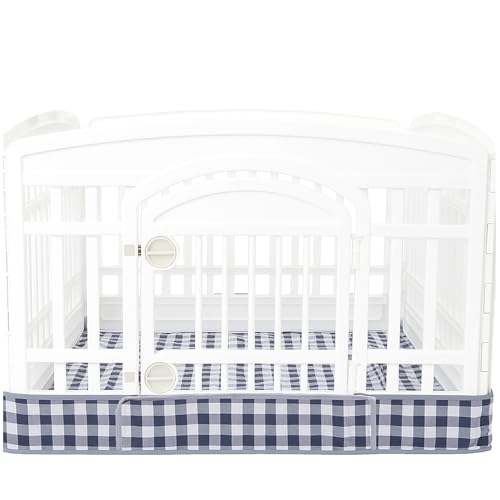 Hunde-Laufstall, Bodenpolster, passend für 91,4 cm, 4 Paneele, Haustier-Laufstall, Hundekäfig-Pad, Welpe, Reifen und Schlaufen-Design (Hinweis: Laufstall nicht im Lieferumfang enthalten) (Schwarz von THINMUHAND
