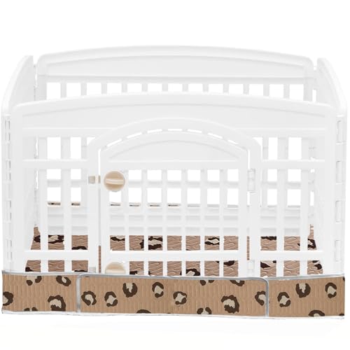 Hunde-Laufstall, Bodenpolster, passend für 91,4 cm, 4 Paneele, Laufstall, Hundekäfig-Pad, Welpe, Reifen und Schlaufen-Design (Hinweis: Laufstall nicht im Lieferumfang enthalten) (Braun) von THINMUHAND