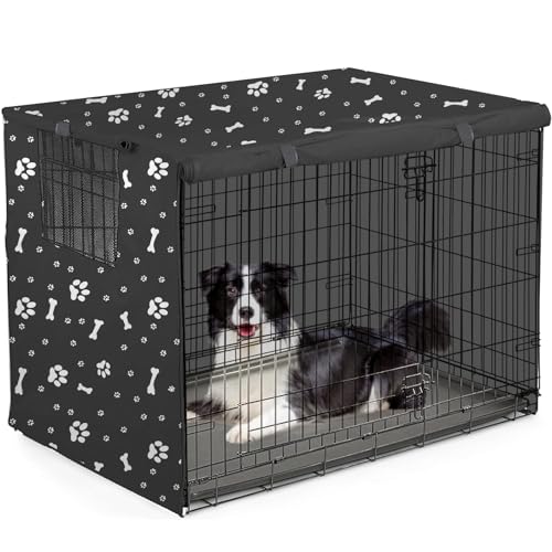 THINMUHAND Abdeckung für Hundekäfige, winddicht, Sonnenschutz, Schwarz, Größe M (L x B x H): 106,7 x 71,1 x 76,2 cm von THINMUHAND
