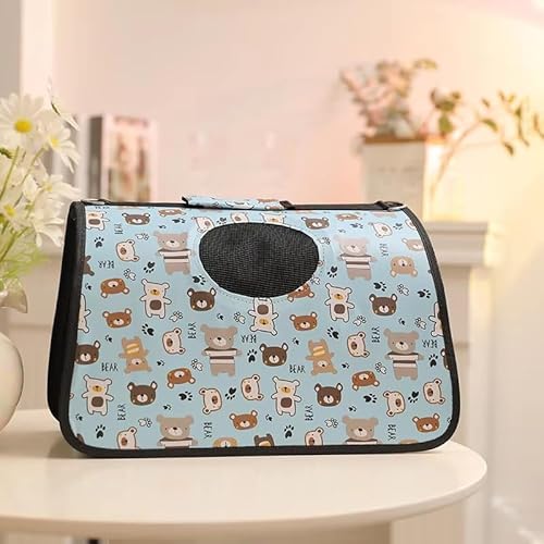 Tragbare Haustier-Tragetasche, Oxford-Tragetasche, atmungsaktive Outdoor-Tragetasche, für kleine Hunde und Katzen, eine Umhängetasche, Haustier-Reisetasche, Türkis - Hellblau von THISTLE TRADING UK