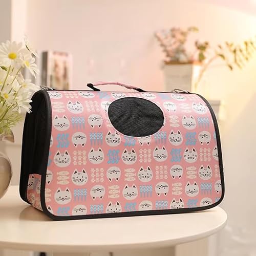 Tragbare Haustier-Tragetasche, Oxford-Tragetasche, atmungsaktive Outdoor-Tragetasche, für kleine Hunde und Katzen, eine Umhängetasche, Haustier-Reisetasche (rosa blau) (Kitty Pink) von THISTLE TRADING UK