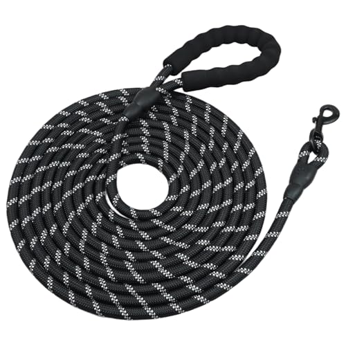Lange Hundeleine, 6 m, Hundeleine für Training, starke Leinen, stark reflektierende Fäden, Kletterseil, weich gepolsterter Griff, robuste Clips für Welpen, klein, mittel, groß Lange Hundeleine, 6 m, Hundeleine für Training, starke Leinen, stark reflektierende Fäden, Kletterseil, weich gepolsterter Griff, robuste Clips für Welpen, klein, mittel, groß von THKO