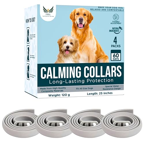 Beruhigendes Halsband für Hunde, 4 Packungen zur Linderung von Angstzuständen für Hunde mit Pheromonen, beruhigendes Halsband für Trennung, Angst hält 60 Tage, Stress und Lärmphobie, langanhaltende von THL SWIFT CHOICES FOR YOUR NEEDS
