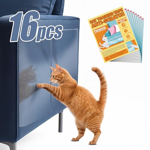 THLHKD Kratzschutzband für Katzen, doppelseitig, selbstklebend, transparent, für den Innenbereich, für Möbel, Couchschutz, kinder- und haustiersicher, 16 Stück THLHKD Kratzschutzband für Katzen, doppelseitig, selbstklebend, transparent, für den Innenbereich, für Möbel, Couchschutz, kinder- und haustiersicher, 16 Stück von THLHKD