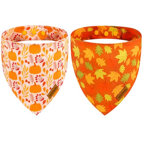 THLOH Herbst-Hundehalstücher – Halloween-Hundehalstücher mit Druckknopf, wendbarer Kürbis-Haustier-Schal für Jungen und Mädchen, hochwertiger strapazierfähiger Stoff, Urlaubstuch, Bandana für kleine THLOH Herbst-Hundehalstücher – Halloween-Hundehalstücher mit Druckknopf, wendbarer Kürbis-Haustier-Schal für Jungen und Mädchen, hochwertiger strapazierfähiger Stoff, Urlaubstuch, Bandana für kleine von THLOH