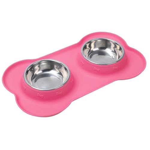 THOYBMO Katzen Hundenäpfe Cat Dog Bowls Doppelter Futternapf Edelstahl Auslaufsicherer Rutschfester Silikonmatte Tablett Futter Wasserfütterung Welpen Katzen,Pink,S THOYBMO Katzen Hundenäpfe Cat Dog Bowls Doppelter Futternapf Edelstahl Auslaufsicherer Rutschfester Silikonmatte Tablett Futter Wasserfütterung Welpen Katzen,Pink,S von THOYBMO
