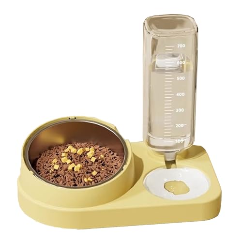 THOYBMO Katzen Hundenapf Cat Dogs Bowl Wasserspender Edelstahlnapf Set für Katzen und Kleine Hunde Welpen,Yellow THOYBMO Katzen Hundenapf Cat Dogs Bowl Wasserspender Edelstahlnapf Set für Katzen und Kleine Hunde Welpen,Yellow von THOYBMO