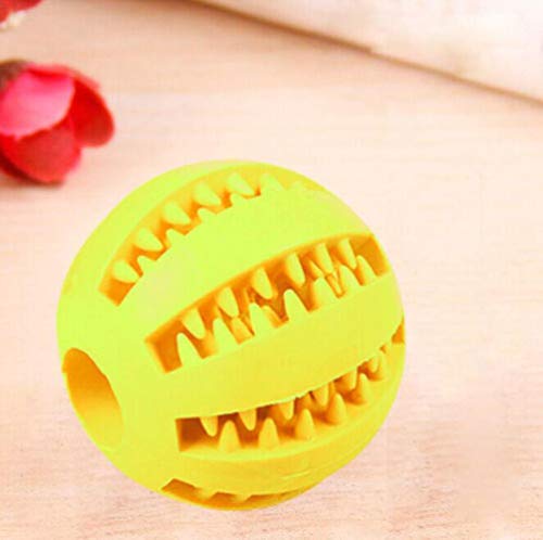 THREESS Haustier Hund Gummiball Fütterungswerkzeug Zähne Lustiges Spielzeug Kaubonbon Hunde Spielspielzeug Training Dental, Gelb, 7 cm von THREESS