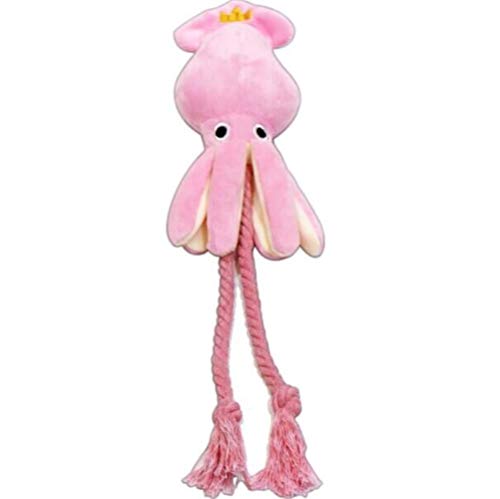 THREESS Netter Tintenfisch Hundespielzeug Octopus Nettes BB Plüsch Haustier Seil Spielzeug Pink Chew Squeak Toys, Pink, Freie Größe von THREESS