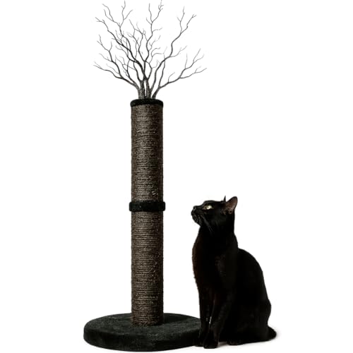 THROONI Gothic Katzenkratzbaum - Katzenbaum - Kratzbaum - Katze - 15.7 x 15.7 x 37 inches - Sisal - Schwarz - Bodenfrei - Innenbereich von THROONI