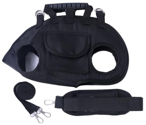 THUCHENYUC Ganzkörper-Hebegeschirr for Kleine Hunde, Freihändige Schultertrage for Yorkies, Haustier-Tragerucksack, Verstellbare, Atmungsaktive Westengurte Mit Kleiner Leckerli-Tasche(Black,M) von THUCHENYUC