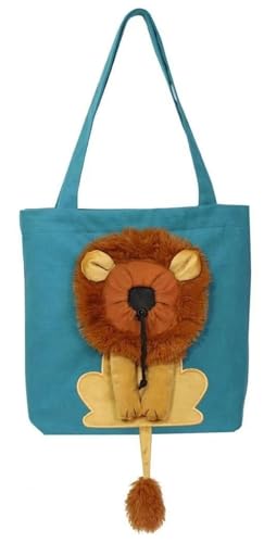 THUCHENYUC Hundetragetasche In Löwenform, Hundetasche In Löwenform Süßer Atmungsaktiver Rucksack In Löwenform for Kleine Hunde Und Katzen(Blue,S) von THUCHENYUC