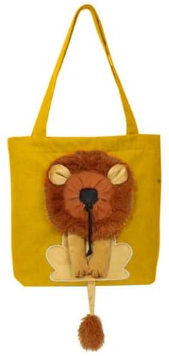 THUCHENYUC Hundetragetasche In Löwenform, Hundetasche In Löwenform Süßer Atmungsaktiver Rucksack In Löwenform for Kleine Hunde Und Katzen(Yellow,L) von THUCHENYUC