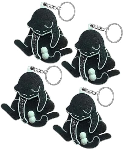 THUCHENYUC Interaktiver Schlüsselanhänger Mischief Cat Rotierende Katzeneier Lustiger Wackelnder Katzen-Schlüsselanhänger Mit Rotierenden Katzeneiern, Geschenk for Katzenliebhaber(Black*4) von THUCHENYUC