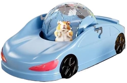 THUCHENYUC Laufrad for Hamster, Hamster-Rollball Sportwagen Kleines Haustier-Spielzeugauto Laufrad Geräuschlos Laufrad Auto Hamster-Laufball Lustiger Transparenter Ball(Blue) von THUCHENYUC